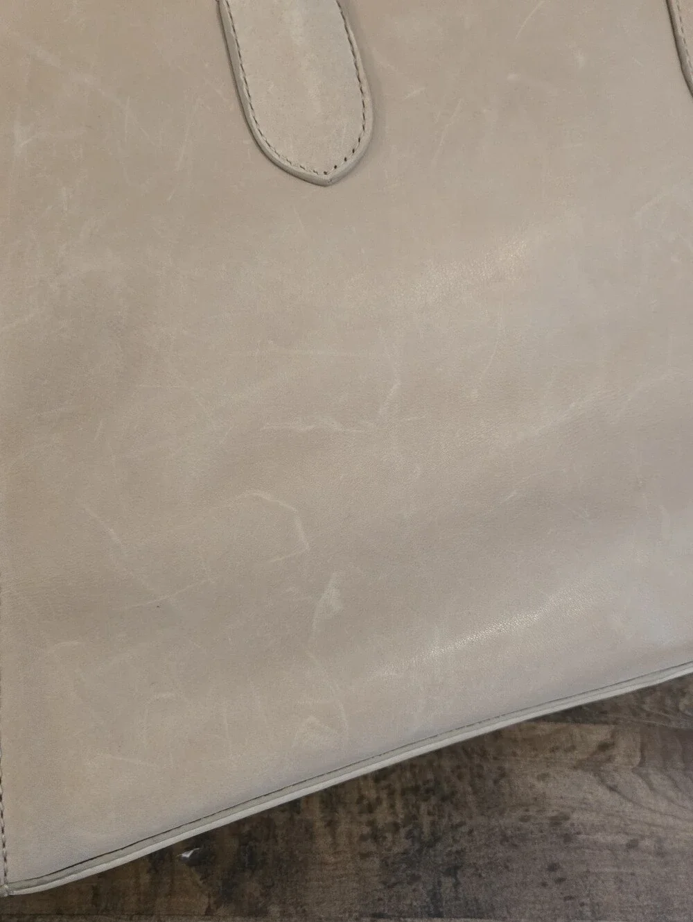 Margot New York Genuine Leather Bowling Bag in color Sand